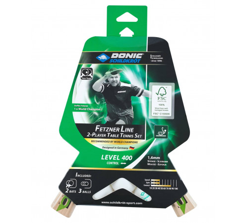 Набор для настольного тенниса Fetzner 400 FSC Set, 2 ракетки, 3 мяча