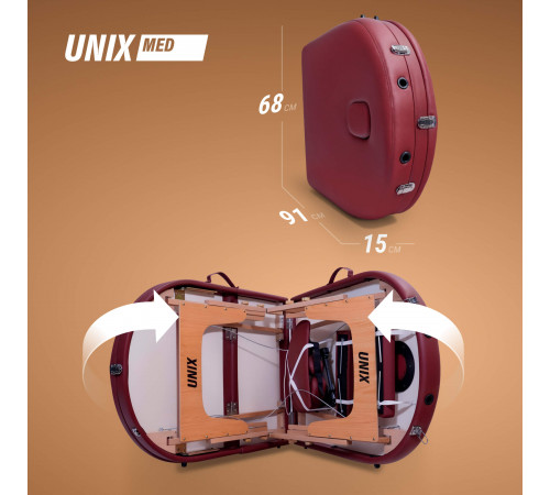 Массажный стол UNIX Комфорт / Comfort 3 секции бордовый