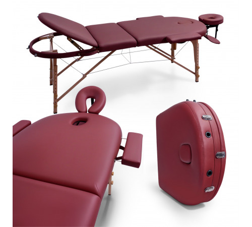 Массажный стол UNIX Комфорт / Comfort 3 секции бордовый